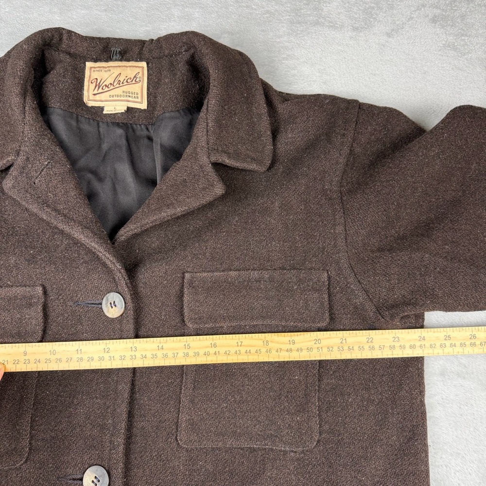 VTG 90s Woolrich Brown Wool Chore Coat Hunting Field Jacket Women's L Large USA - Picture 5 of 11